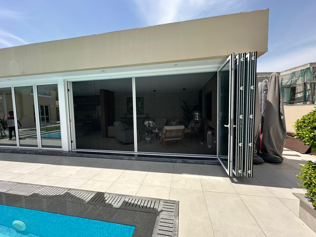 Aluminium-framed sliding mosquito screen on a Dubai villa