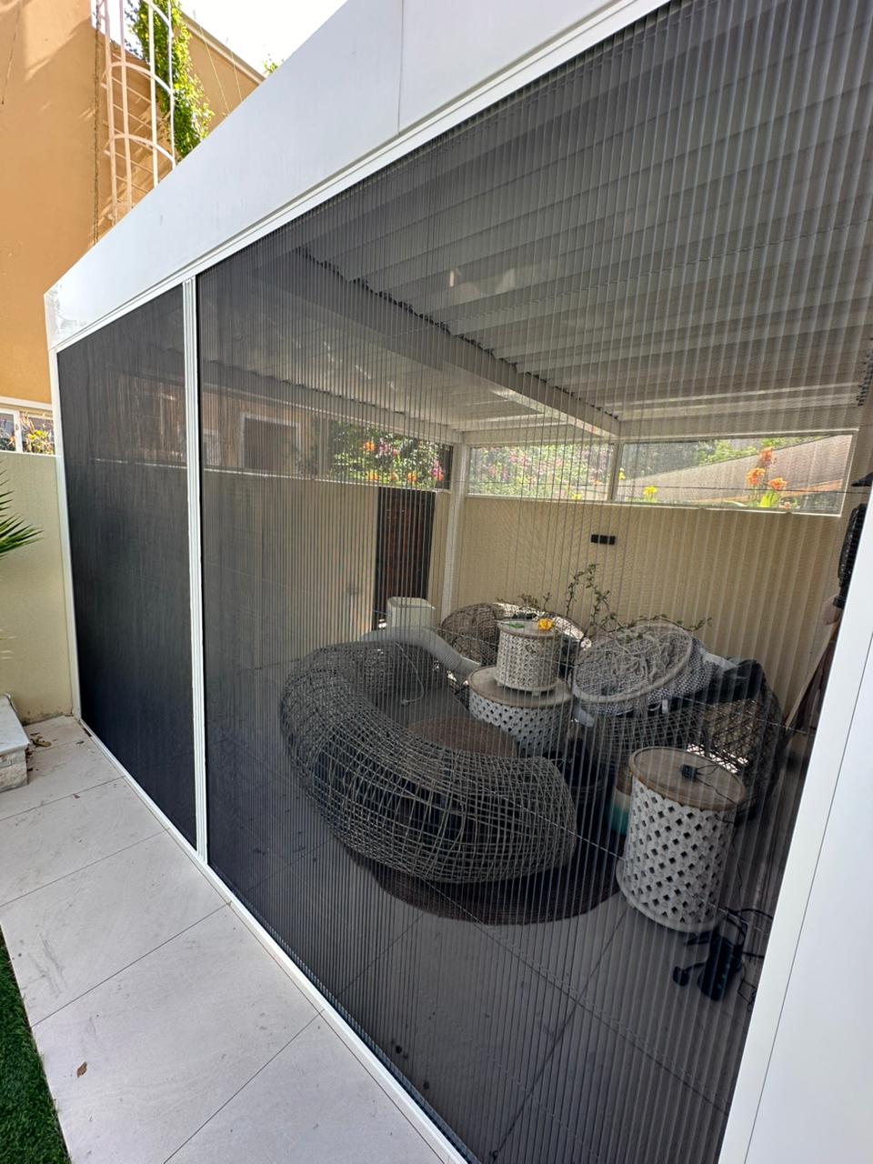 Close-up of fine fibreglass mesh on a Mosquito Net Pro roller screen